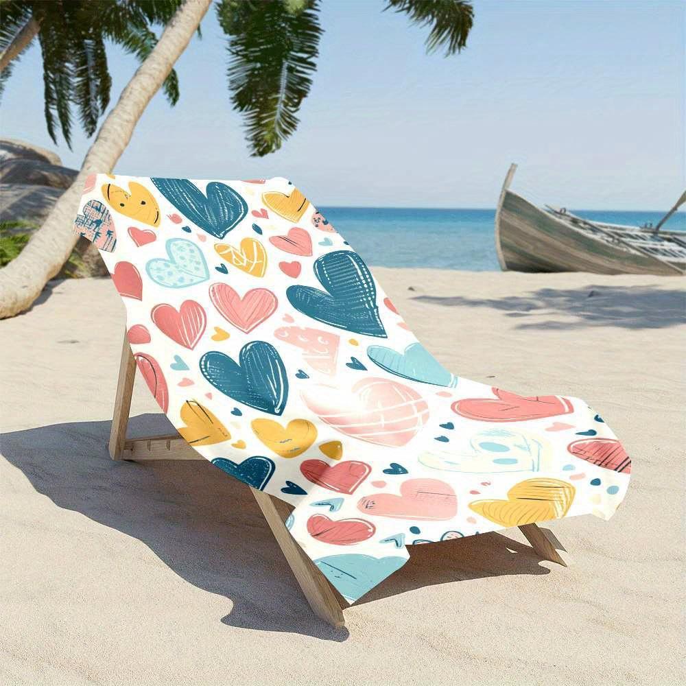 Microfiber Colorful Heart Pattern Beach Towel Quick- Ultra-Fine Fibers with Strong Wrap Design for Pool and Seaside Use