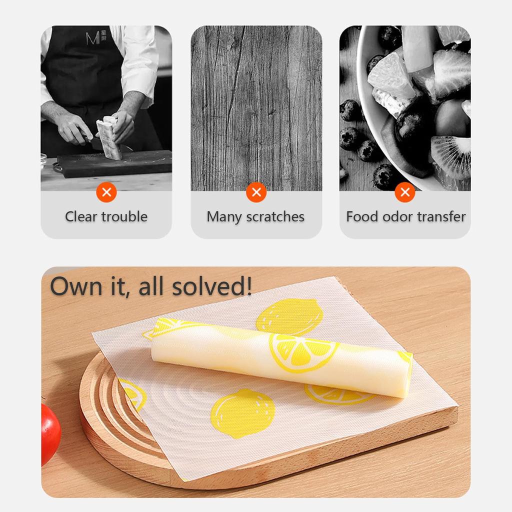 Disposable Cutting Board Mat, POE Disposable Cutting Mat, Collapsibles Cutting Board Sheet With Built-in Crease, Flexible Mat