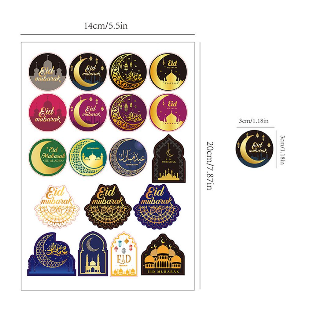38 Pcs Self-Adhesive Labels Ramadan Stickers Decorative Sticker Eid Mubarak Labels Stickers Party Supplies for Adult