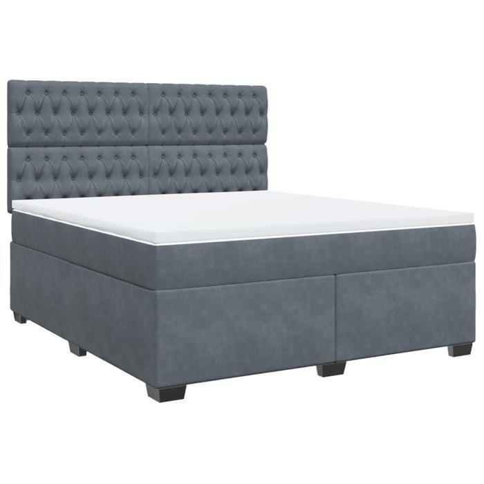 Maison Exclusive - Sommier à lattes de lit et matelas Gris foncé 180x200cm Velours