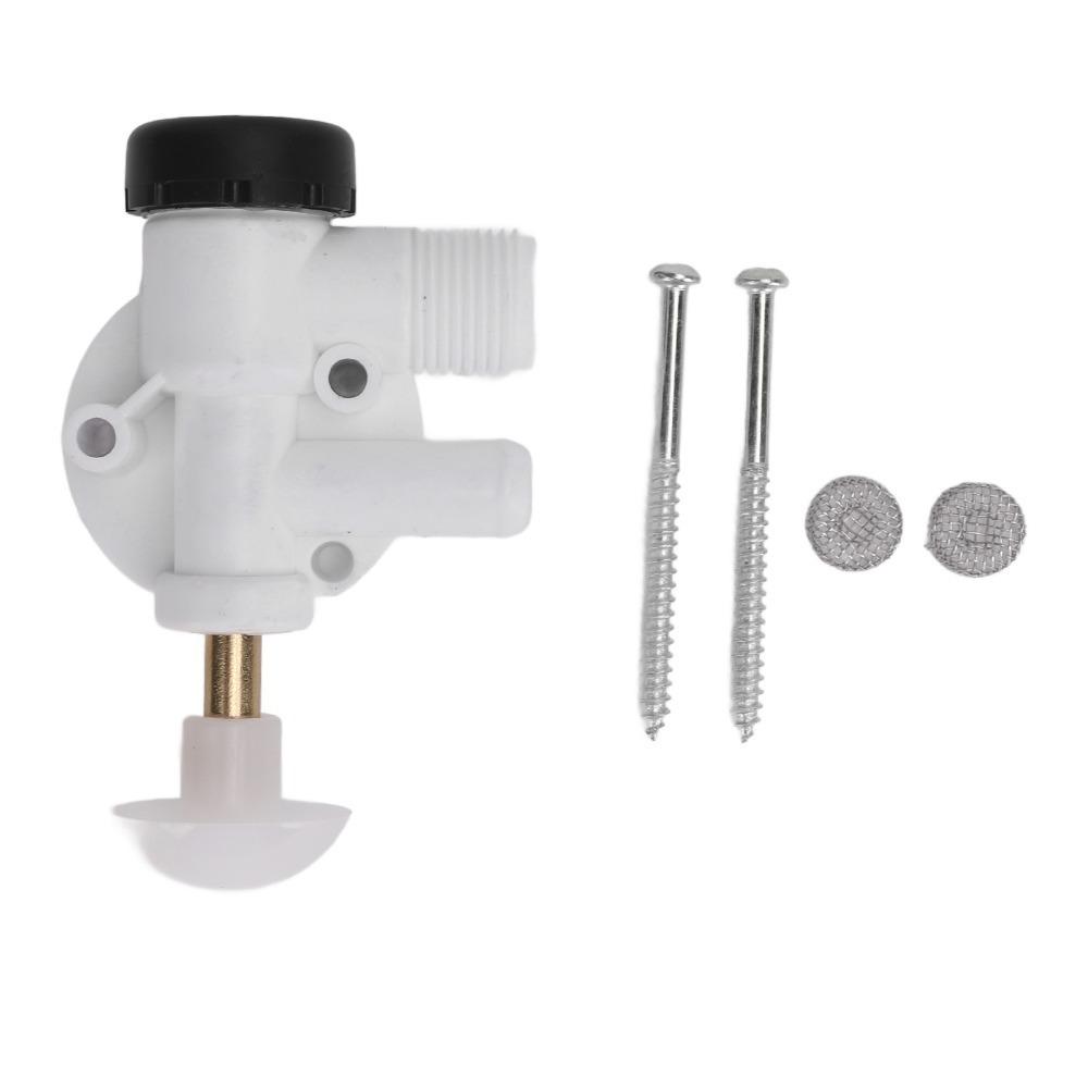 385314349 RV Water Valve Kit Leak Resistance ABS Plastic Camper Toilet Valve Kit Valve Parts Pedal Flush Valve RV Toilet