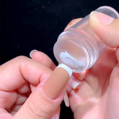 Silikonowy stempel do paznokci, francuskie końcówki paznokci, podwójna głowica, przezroczysty szablon żelowy, pieczęć, skrobak do szybkiego stemplowania końcówek paznokci, lakier do paznokci