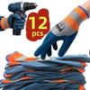 12 Peças Luvas de Trabalho Resistentes com Palma Revestida Extra Grandes, Poliéster Elástico, Pegada Antiderrapante para Jardinagem e Reparo Automotivo, Unissex