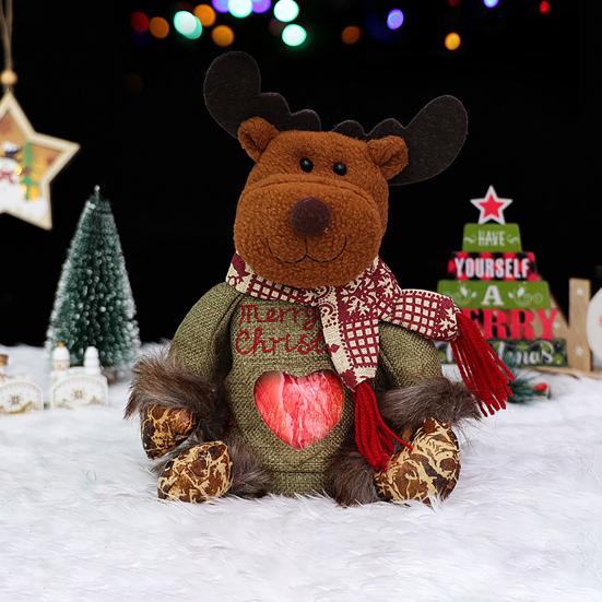 Julklappspåse Dragkedjedesign Stort Utrymme Återanvändbar Tyg Godispåse Snögubbe Jultomte Älgmönster Högtidlig Favörpåse