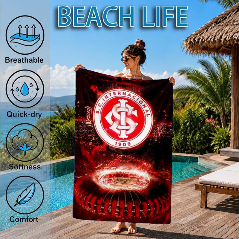 Inter Club Emblem Printed Microfiber Beach Towel, Soft And Absorbent, Quick-Dry, Ideal for Summer Travel, Beach Essential, Swimming Pool