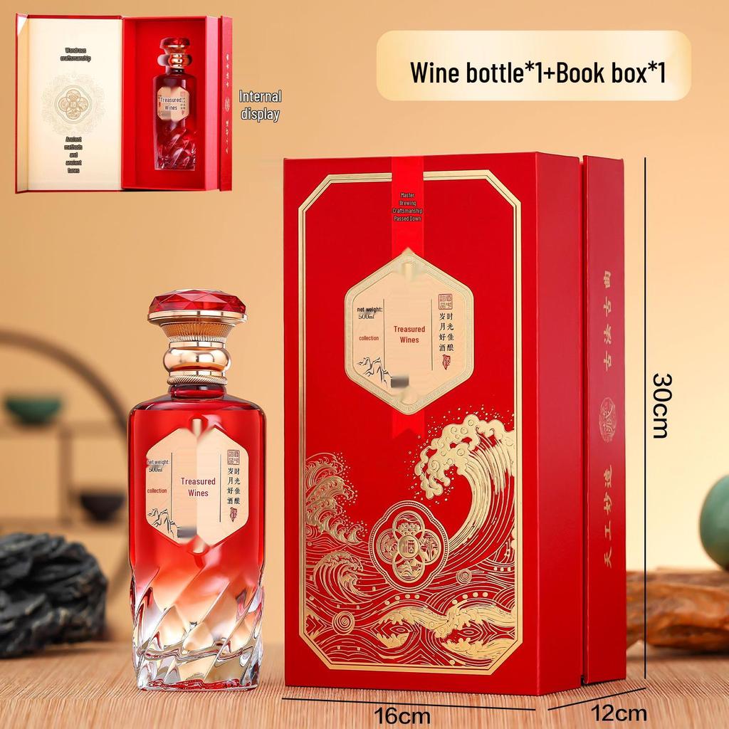 Gradient Glass Baijiu Bottle Set - 500ml Original Pulp Collection Series - Thickened Empty Bottles