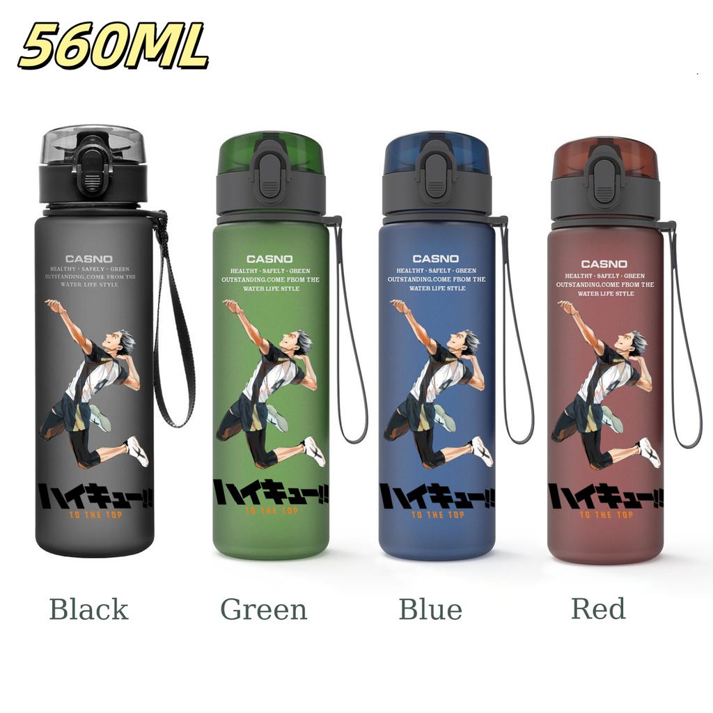 Anime Haikyuu Sports Water Bottle Leak Proof Frosted Plastic Cup Portable Rope Fitness Outdoor Travel 560ML with for Kid Friendly Entertaining Fun