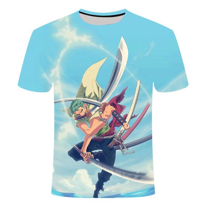 One Piece New Anime 3D Printed Casual Fashion Cool Round Neck T-shirt for Primary and Secondary School Students