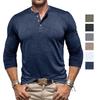 Men’s Long Sleeves Henley Shirts Pullovers Round Neck Slim Fit Solid Color Daily Wear Spring Autumn Winter Undershirt