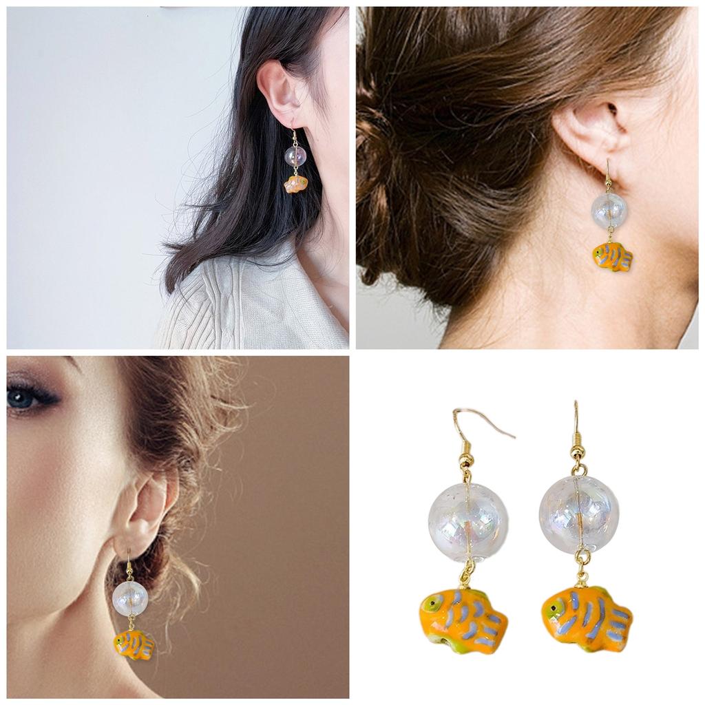 Fashion Dangle Earrings Hoop Earrings Cartoon Lovely Bubble Fish Pendant Earrings Statement Jewelry for Women Girls