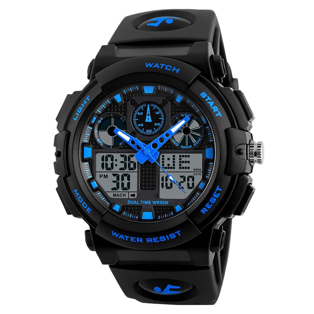   1270 Quartz Digital Electronic Men Watch Fashion Casual Outdoor Sports Male Wristwatch Dual Time Date Week Stopwatch Alarm 5  Waterproof Lumin