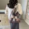 Block Color Tote Bag Women's Large Capacity Student Class Bag Simple Crossbody Portable Underarm Bag