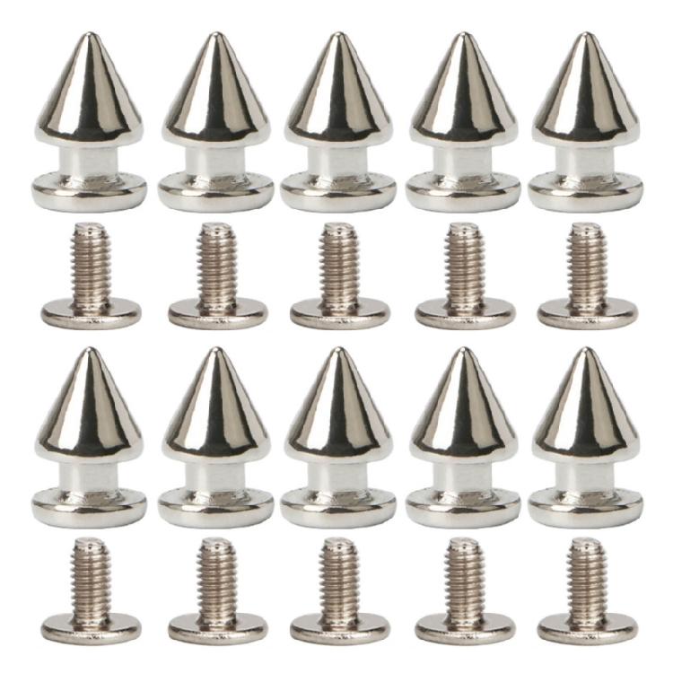 Clous à pointes Rivets Métal Argenté Rivets Décoratifs Punk, 10 Pièces Rivets Pointus à Visser Boucles Bouton Gothique pour Artisanat DIY