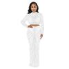 European & American Fashion Mesh Hot Drilling See-through Long Sleeve Long Dress Two-piece Set for Women