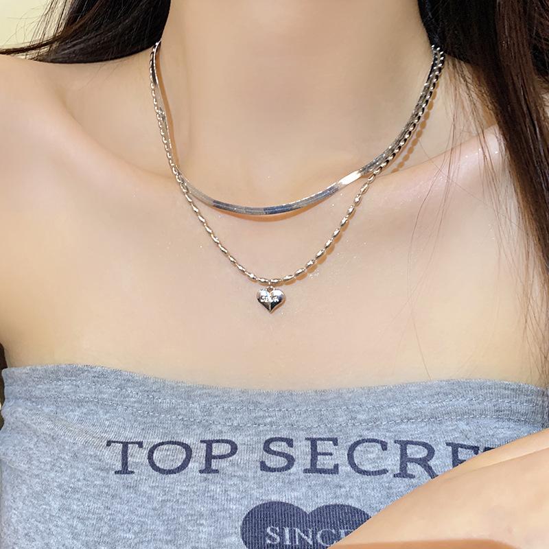 Fashionable Women Collarbone Y2K Zircon Necklace Double Layered Necklace Daily Casual Cocktail Party Choker