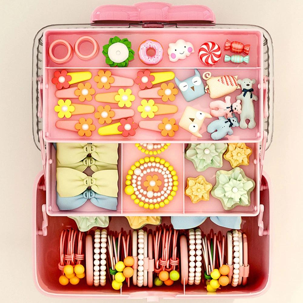 Accessories Storage Box Cute Children's Hair Pin Jewelry Cosmetic Storage Toy Desktop Dustproof Accessory Organize Case with Lid
