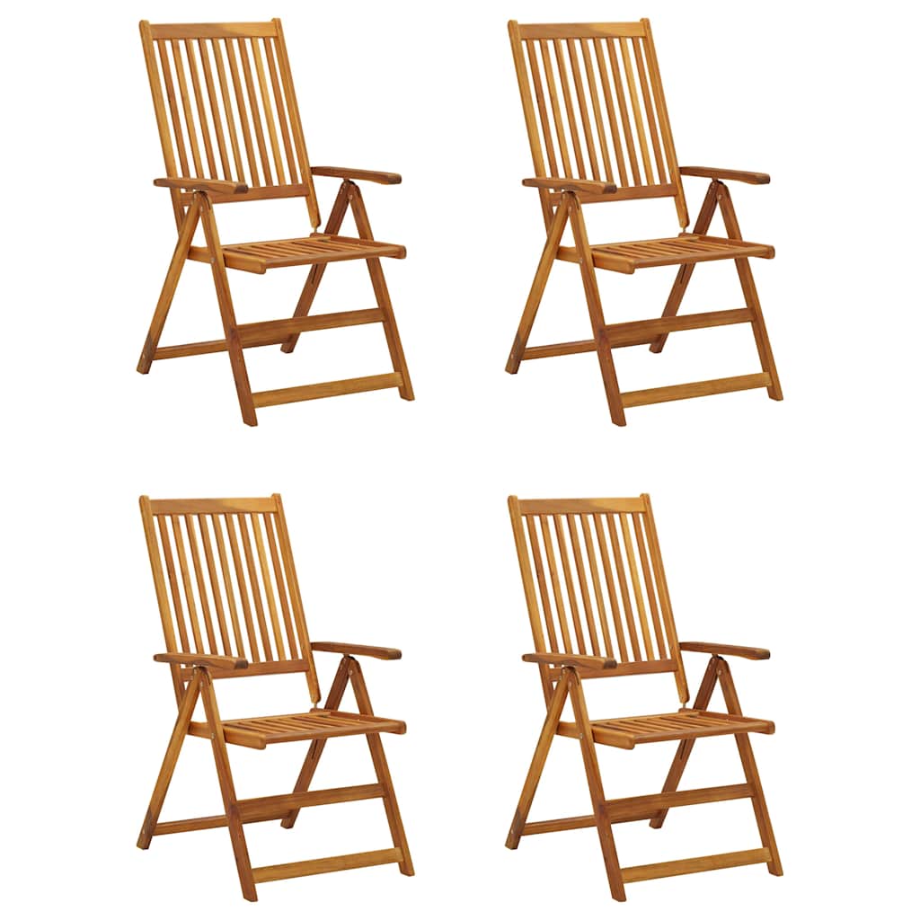 vidaXL 4er-Set verstellbare Klappstühle mit Kissen aus massivem Akazienholz
