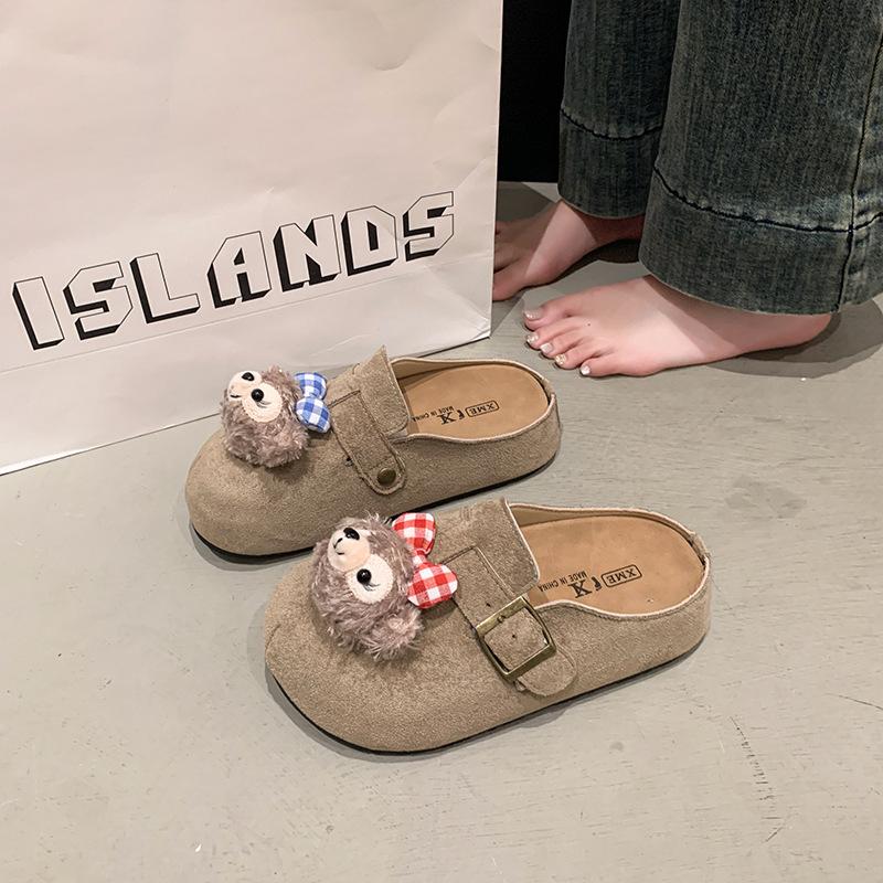 

Милые тапочки-полусапожки с сумкой, женская уличная обувь, весна 2025, новые повседневные тапочки на толстой подошве из пробки Birkencool 35 хаки