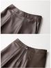 Women's Cross-Strap Leather A-line Skirt - Mid-length, High-waist, Slimming Umbrella Design, Fashionable Wide Hem, 2025 Autumn/Winter Collection.