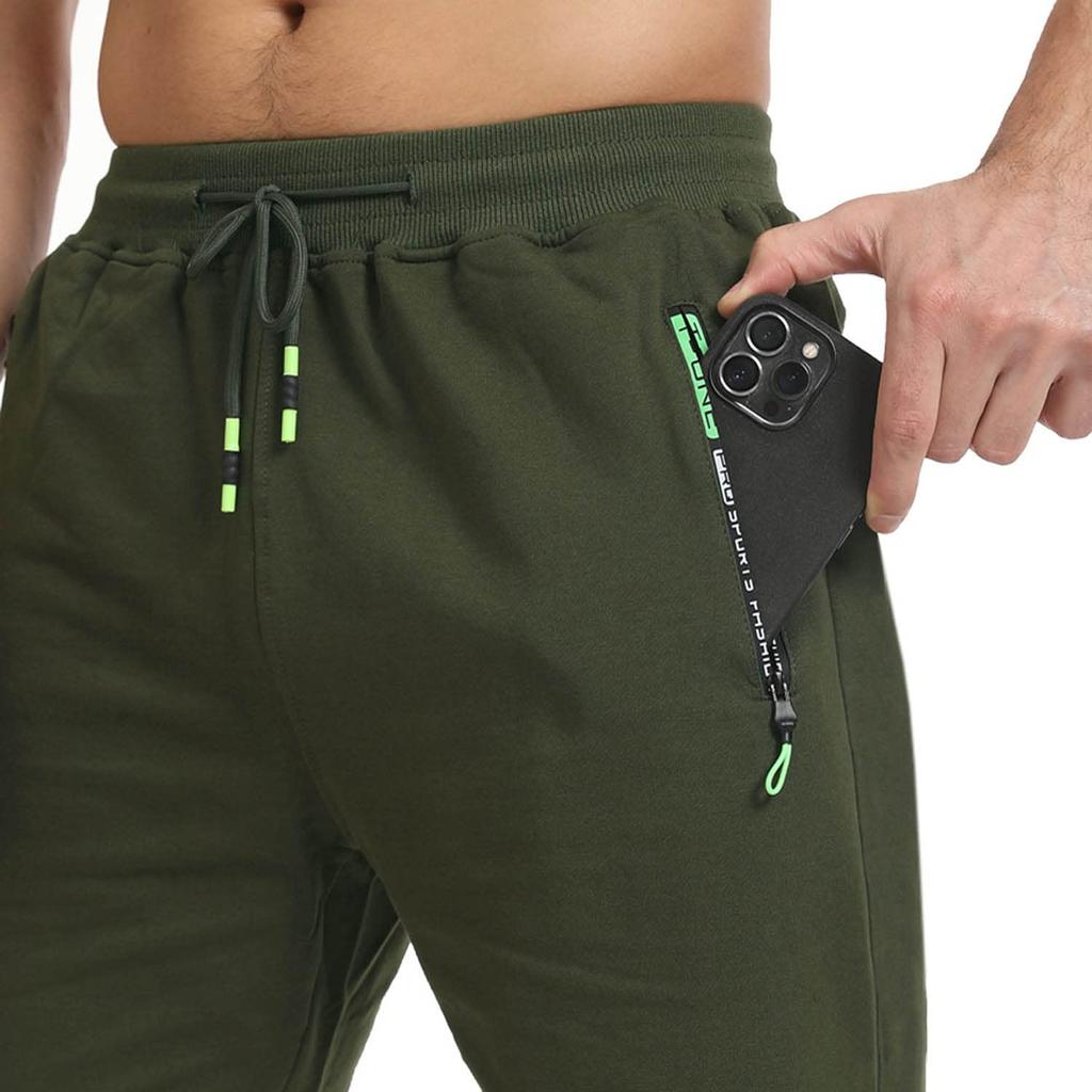 [JustDay] Men's Half Pants, Shorts, Summer Shorts, Sportswear, Running Pants, Drawstring Adjustment, Plus Sizes, Zippered Pockets, Green, XL