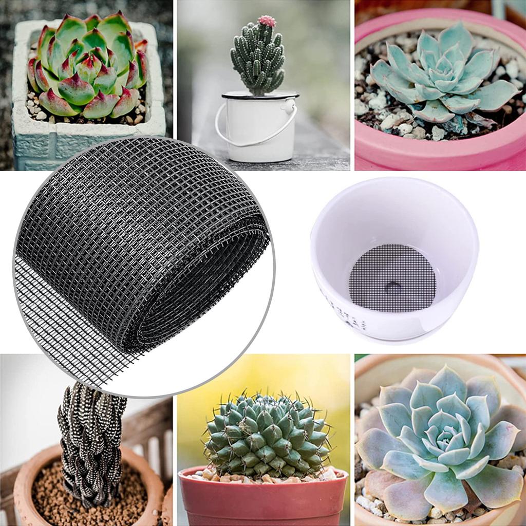 5Pcs Flower Pot Hole Mesh Pad Square Bonsai Mesh Drainage Screens Plant Bottom Flowerpot Gasket Mesh Pad Hole Mesh