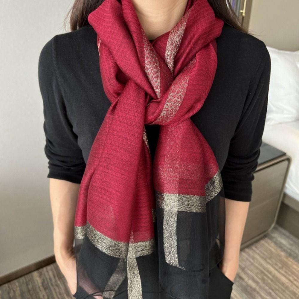 Large Women Hijab Shawls Thin Long Shawls Fashion Luxury Silk Scarf  Ladies