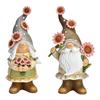 Set of 2 Garden Gnome Decorations with Flowers 23 Cm