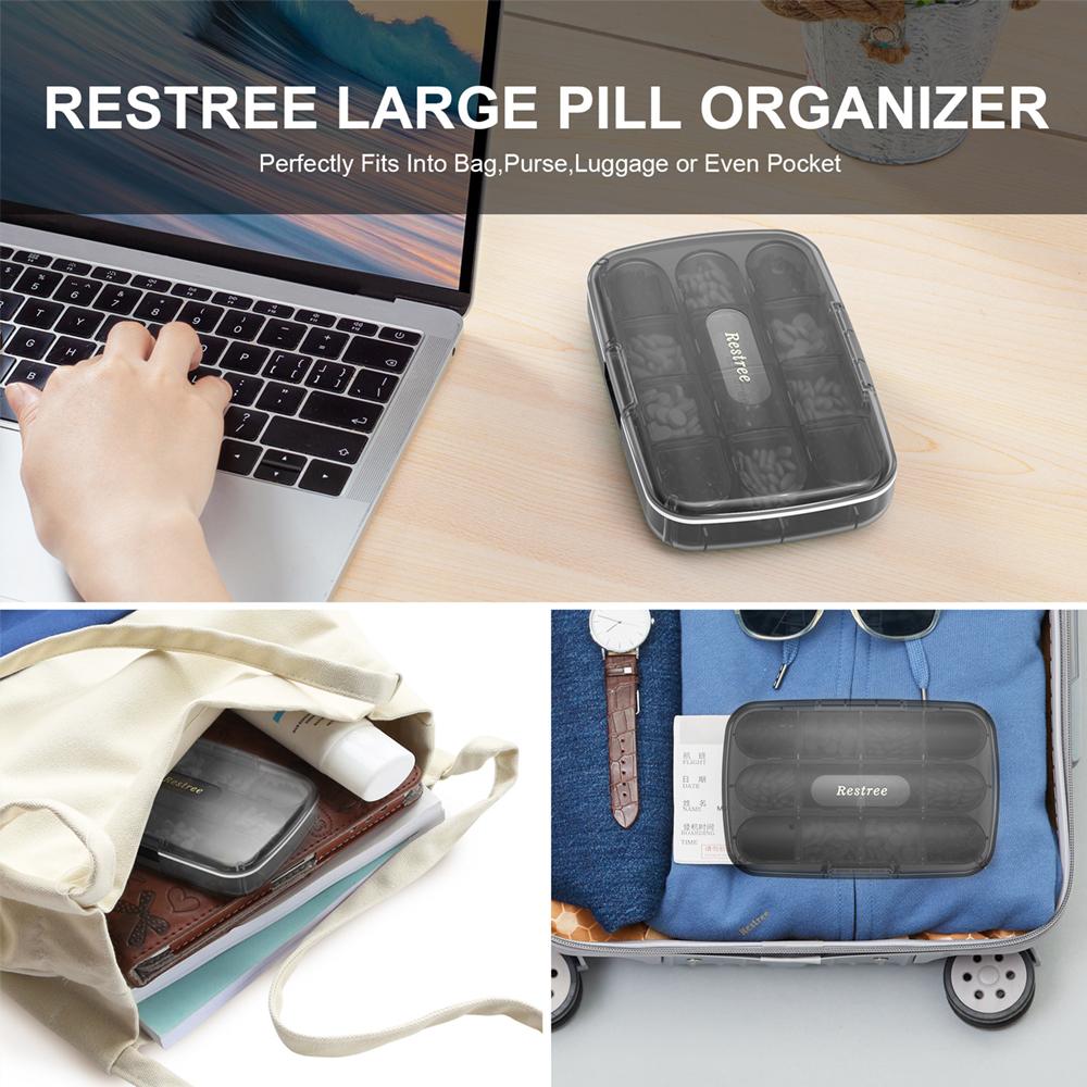Large Pill Organizer 12 Compartments Portable Travel Pill Box Case Moisture Proof Xl Pill Container Holder Travel Pill Case