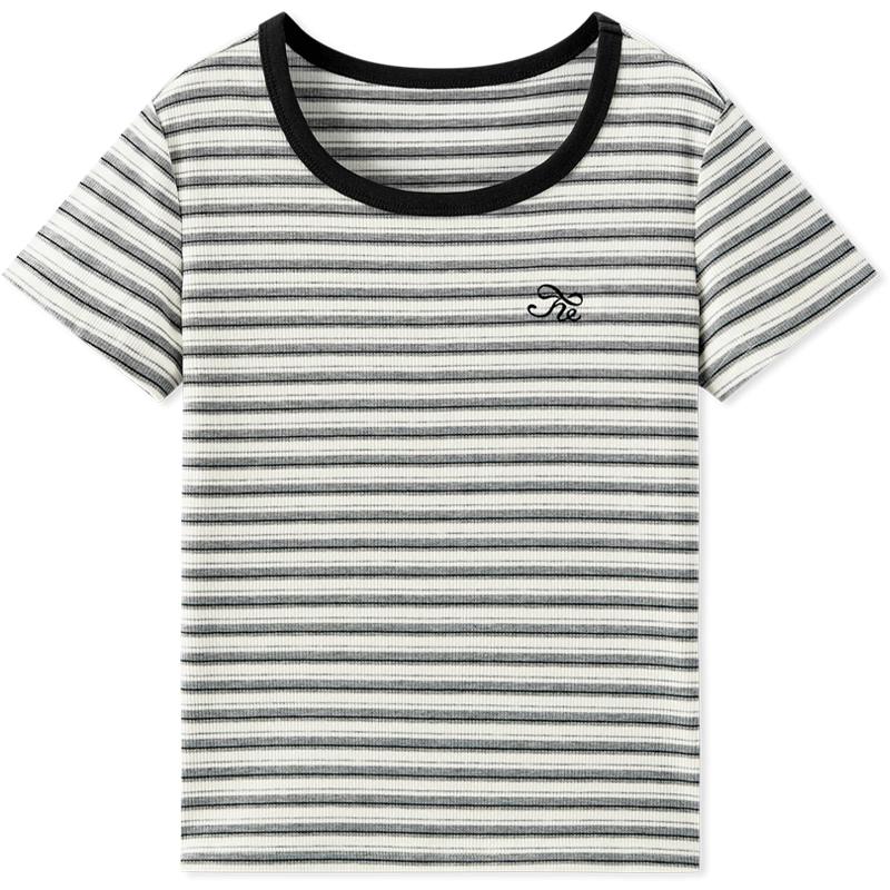 EICHITOO Women s Striped Round Neck Short Sleeve T-Shirt M
