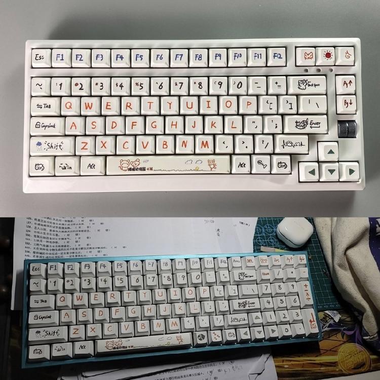 122 Keys PBT Keycaps XDA Profile DYE-SUB Keycap For Cherry MX Switch Mechanical Keyboard Cat Kindergarten Keycap