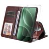 For Xiaomi Poco F7 Pro 5G/Redmi K80 5G PU Leather Wallet Case Phone Stand Cover with Tempered Glass