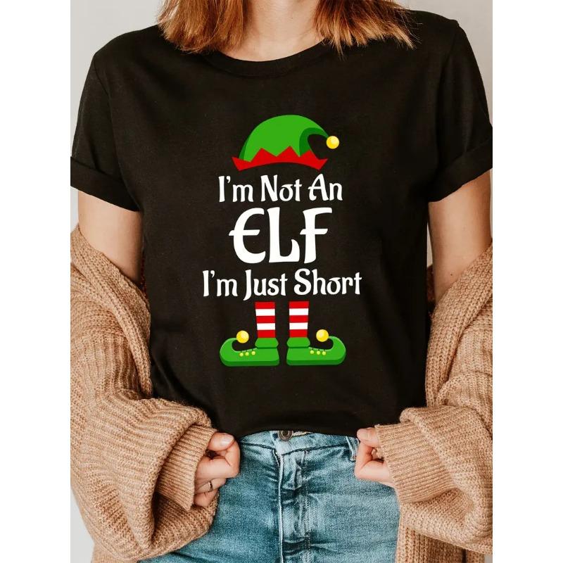 Summer Christmas Printed Women's Loose Casual Round Neck Pure Cotton Short Sleeved T-Shirts Women’s