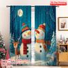 2pcs 2D Flat Printing Merry Christmas Curtain Snowman & Reindeer Christmas Fabric Without Electricity Festive Wall Decor for