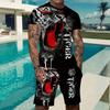 Men's Animal Tiger Tees Sets Summer Tops Short Sleeve Short Pants Crew Neck Sport Casual Trendy Outdoor Casual Daily Summer