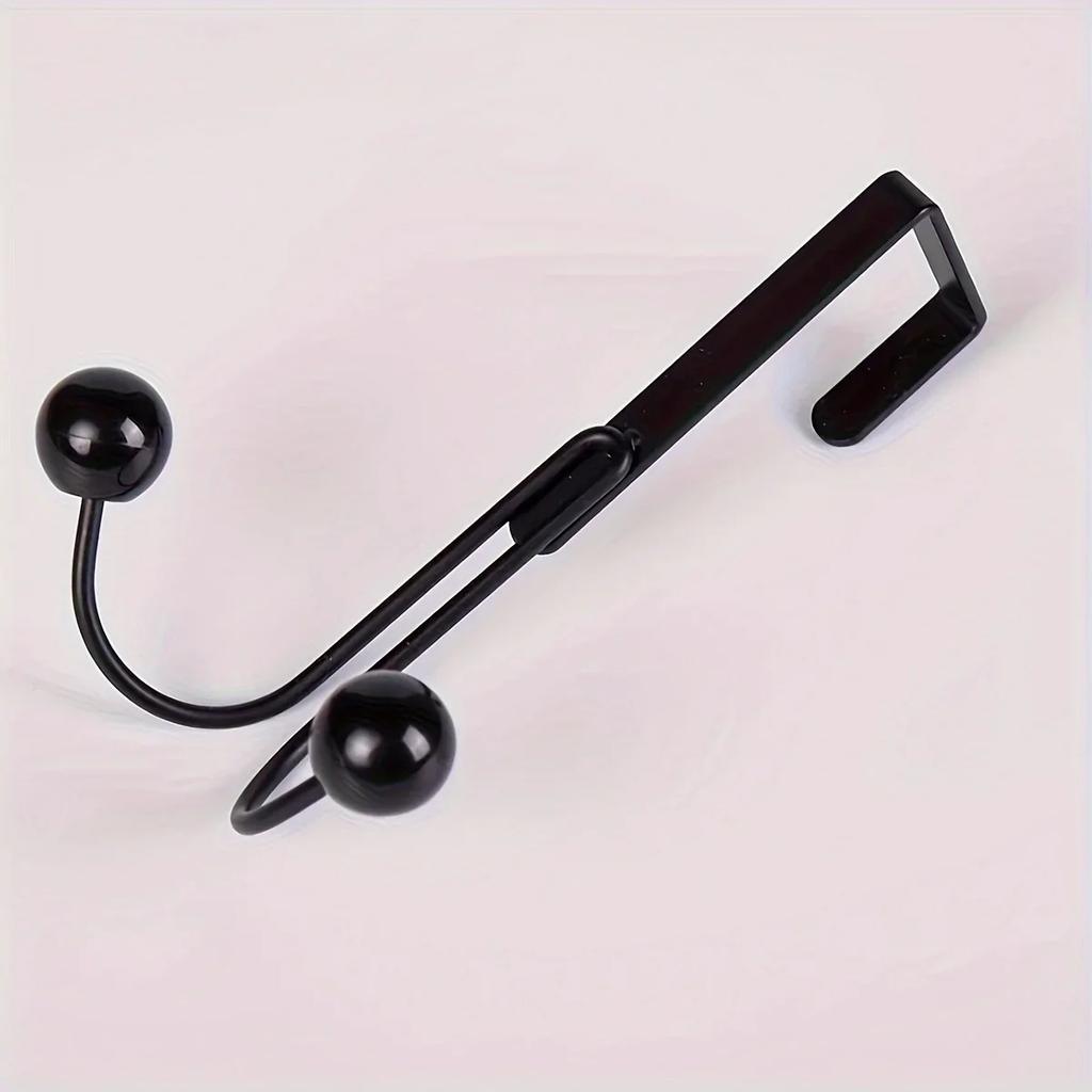 1pc Iron Double Bead Hooks, Bedroom Cabinet Back Hooks, Wall Hanging Coat Rack, Stainless Steel, Easy Installation