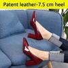 Fashion Aphixta Shoes Women Pointed Toe Pumps Sapato feminino 7.5cm High Square Heels Patent Leather Fashion Work Black Party Shoes