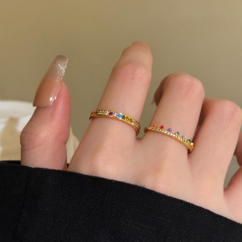 Vintage Style Gold-Plated Zircon Open Ring - Elegant Versatile Jewelry for Women