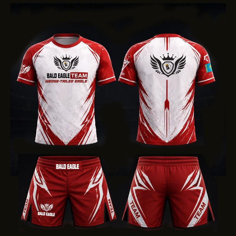 Mens Quick Dry Breathable Cycling Jersey Set MMA Boxing Training Suit Muay Thai Fighting Shorts