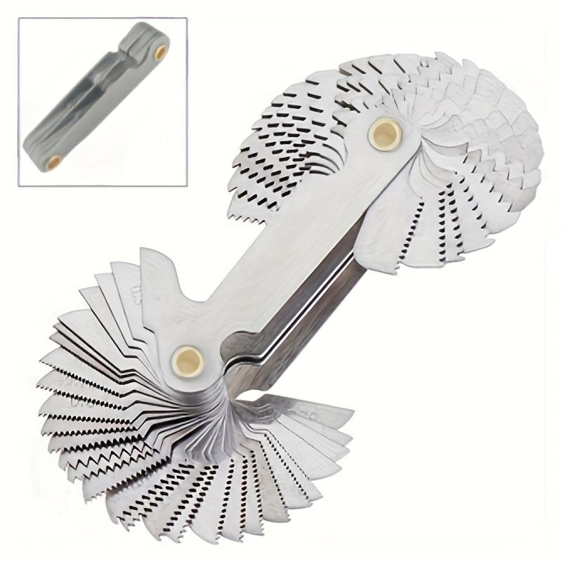 52PCS Stainless Steel Pitch Scale High Precision Measuring Tool Insert Imperial + Metric Inch One Piece Thread Samples