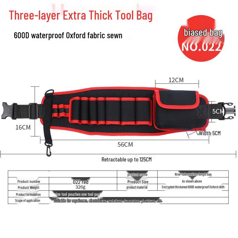 Thickened Canvas Multi-Tool Waist Bag with Large and Small Pockets for Electricians
