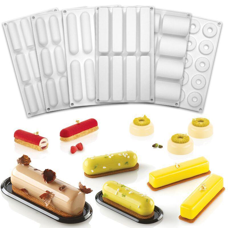Oval Long Strip Mousse Cake Mold Silicone Pastry Mold For Sweets Cake Forms Tray Diy Homemade French Sweets Baking Mould