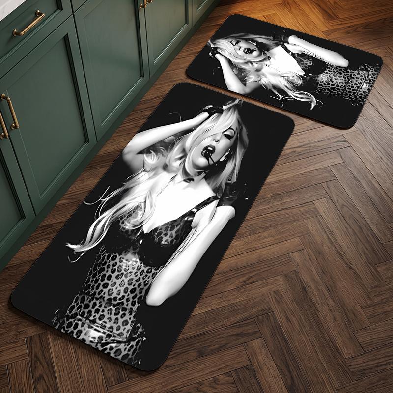 Lady Gaga (23) Flannel Kitchen Mat Soft Anti-Slip Kitchen Floor Runner Rug Kitchen Rug for Home Kitchen Decor
