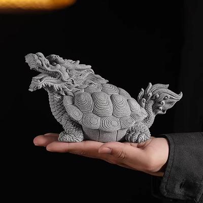 Creative Sandstone Dragon Turtle Desktop Tea Pet Ornaments Garden Landscape Figurines Lucky Fairy Garden Bonsai Feng Shui Crafts