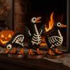 3Pcs Halloween Spooky Skeleton Goose Figurine, Miniature Skeleton Goose Resin Statue, Skeleton Animal Sculpture Desktop Ornament for Home, Office,