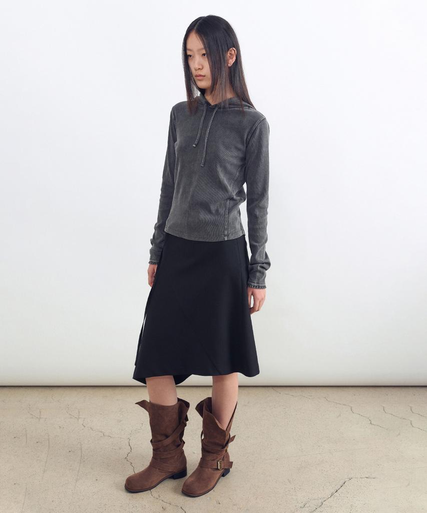 Insilence Woman Asymmetric Wool Skirt Black