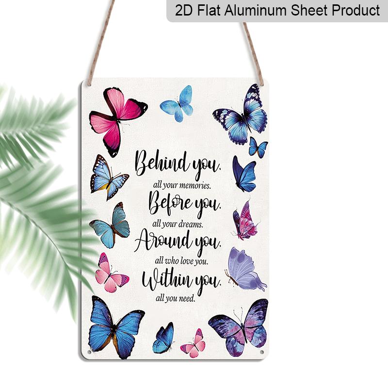 

2D Flat Aluminum Wall Art Colorful Butterfly Inspirational Quote Art Suitable for Living Room Bedroom Study Office Hallway Decoration Wall Art 20*30cm