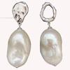Freshwater Baroque Pearl Pass 925 Silver French Romantic Asymmetric Retro Metro Gorgeous Gorgeous Earrot Girl