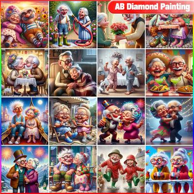 Diamond Painting Oma Opa Mosaik Kreuzstich Set Porträt Stickerei Voll Rund Neuankömmling Handgefertigt Geschenk