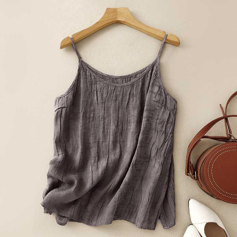 Women's Fashion Loose Casual Cotton Linen Vest Top