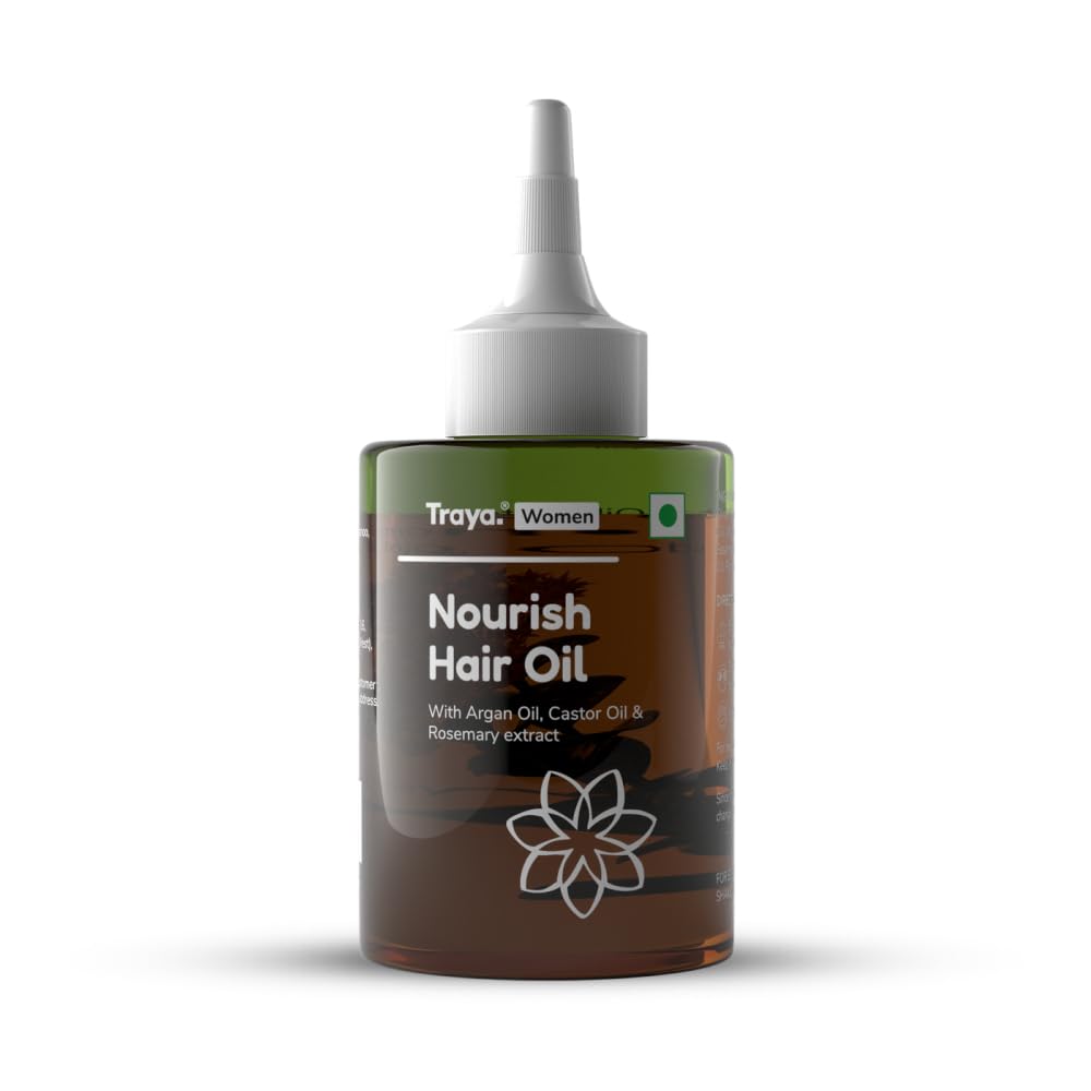 Traya Nourish Hair Oil, Ayurvedic Oil For Nourishment & Conditioning Of Dry & Frizzy Hair, Consists Of Rosemary Extract, Bhingraj, Castor Oil, Arg